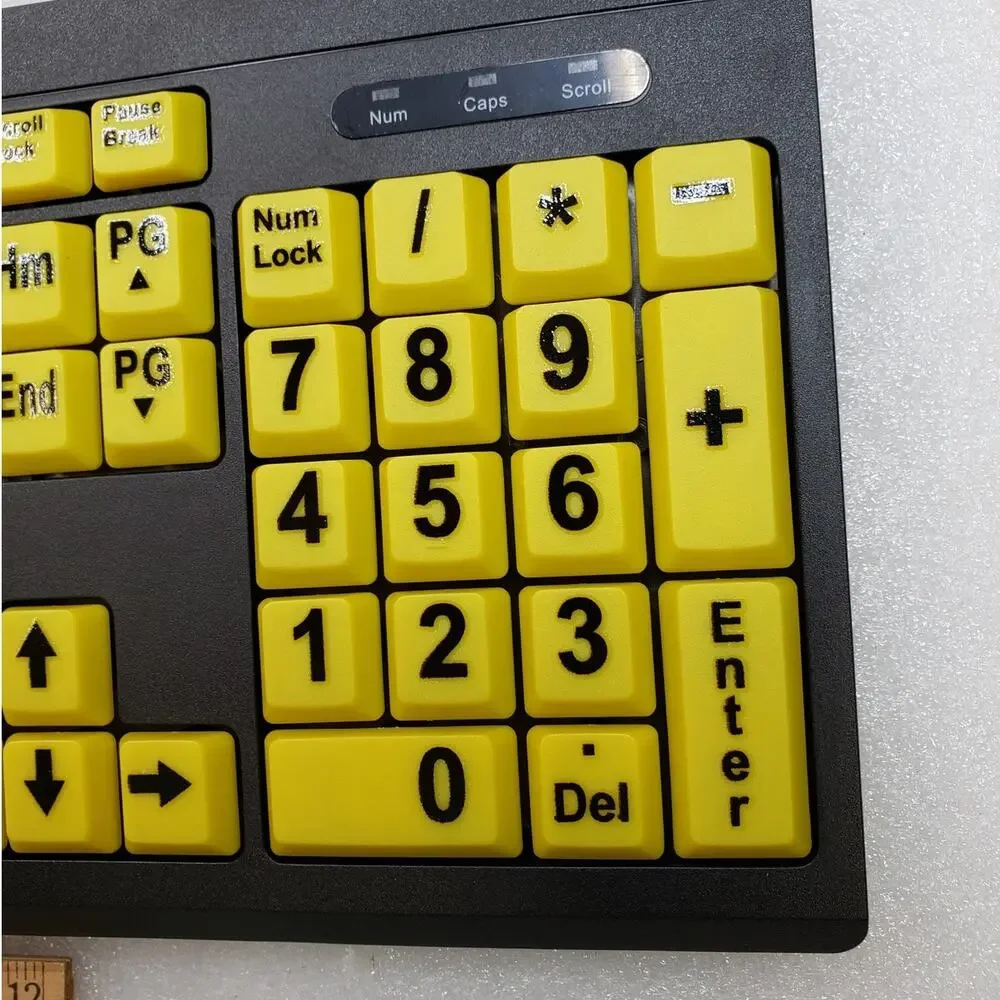 Large Print Keyboard - USB Wired Yellow High Contrast Keys. Vision Helper - Picture 2 of 12